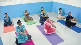  ??  ?? Yoga sessions for Covid-recovered patients conducted at Thane, on Friday.