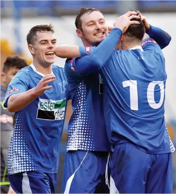  ?? ?? THE MAIN MAN: Tim Grice scored five goals in Leek Town’s FA Trophy win at Market Drayton.
