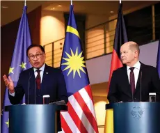 ?? —Bernama photo ?? Anwar and Scholz at the press conference.