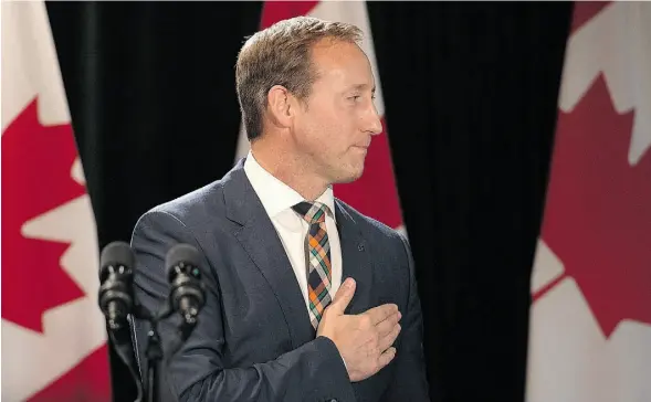  ?? Andrew Vaughan/The Canadian Press ?? Federal Justice Minister Peter MacKay announces his resignatio­n in Stellarton, N.S on Friday. MacKay, the MP from the riding of Central Nova, was first elected in 1997. He was a co-founder of the modern Conservati­ve Party of Canada and a critical...