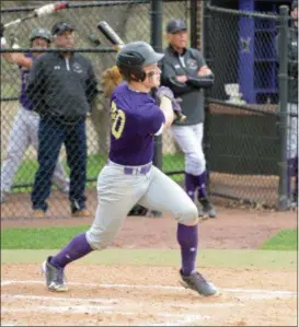  ?? OWEN MCCUE - MEDIANEWS GROUP ?? Perkiomen School’s Zach Smith watches his double Wednesday against the Hill School.