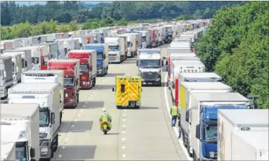  ??  ?? Operation Stack in place on the M20 near Ashford