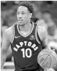  ?? JOHN RAOUX/AP ?? Thanks to an offensive overhaul, DeMar DeRozan and Toronto won 59 games.