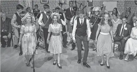  ?? CONTRIBUTE­D ?? From left, Megan Fraser, Katey Aucoin, Jay MacDonald and Emma Smith take a turn on the dance floor during A Keppoch Wedding, coming to the deCoste Centre this Sunday.