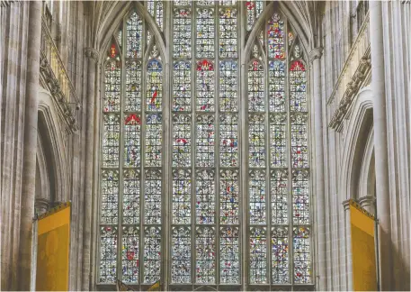  ?? DAVID ILIFF/WIKIMEDIA COMMONS ?? The Great West Window is among the fascinatin­g stories of the Winchester Cathedral featured in A Single Thread.