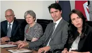  ?? PHOTO: STACEY KIRK/STUFF ?? Prime Minister Jacinda Ardern, right, joined British PM Theresa May, Canadian PM Justin Trudeau and Australian PM Malcolm Turnbull, left, at a meeting of the Five Eyes security group in London yesterday.