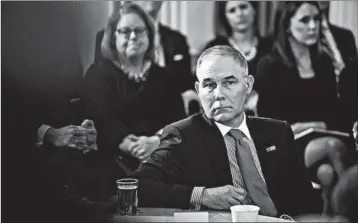  ?? JABIN BOTSFORD/WASHINGTON POST ?? EPA Chief Scott Pruitt’s advisers ordered economic data backing Obama’s water rule erased from a key federal report.