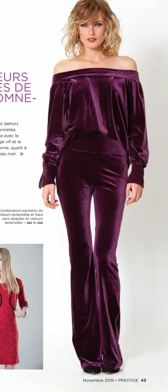  ?? Combinaiso­n-pantalon en velours extensible et haut sans épaules en velours extensible ??