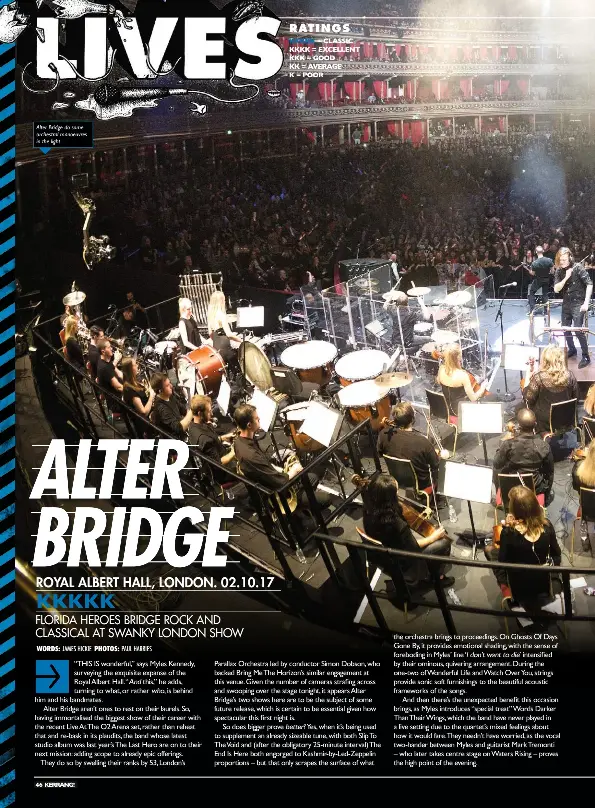 Alter Bridge Do A Bmth And Bring A Live Orchestra For Back Up At The First Of Their Royal Albert Hall Shows Pressreader