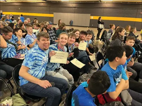  ?? PHOTOS COURTESY OF DOUGLAS WUNDER ?? The Kutztown High School team won first place in the regional Odyssey of the Mind tournament held at Millersvil­le University on March 2. The advances to the state tournament on April 6.