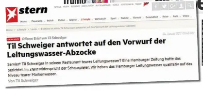  ??  ?? Am Montag berichtete die MOPO über die Wasserprei­se im Schweiger-Restaurant. Am Dienstag antwortete der Schauspiel­er auf „stern.de“mit einem offenen Brief.