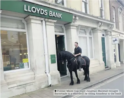  ??  ?? Former Meols Cop pupil Jonathan Marshall brought Barnstaple to a standstill by riding Amadeus to the bank