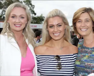  ??  ?? Cialadh Beale, Nadine Dowdall and Mag Cullen from Wexford enjoying the races on Friday.