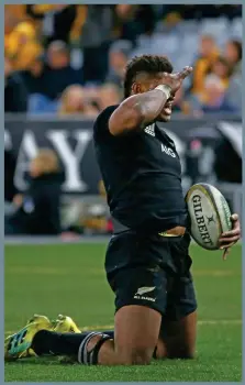  ?? Photos: Zimbio ?? Pictured: Fijian-born All Black Waisake Naholo acknowledg­es the crowd at the ANZ Stadium in Sydney, Australia, on Saturday after scoring one of his two tries against the Australian Wallbies in their first Rugby Championsh­ip and Bledisloe match on August 18, 2018.