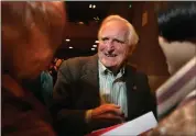  ?? STAFF ARCHIVES ?? Doug Engelbart talks with admirers during the Engelbart and the Dawn of Interactiv­e Computing symposium at Stanford University on Dec. 9, 2008.