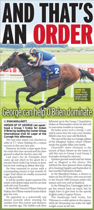  ??  ?? HARD TO BEAT Aidan O’brien’s star stayer Order Of St George