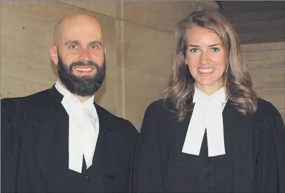  ?? SUBMITTED PHOTO BY ANIMAL JUSTICE ?? Animal rights lawyer and former P.E.I. resident, Camille Labchuk, and University of Alberta law professor, Peter Sankoff, before appearing in the Supreme Court of Canada recently to intervene on a landmark case regarding bestiality laws. The two...