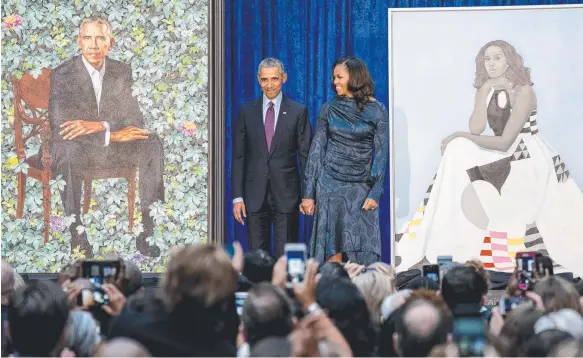  ?? Picture: AP ?? Former President Barack Obama and former first lady Michelle Obama at the unveiling of their official portraits at the Smithsonia­n’s National Portrait Gallery