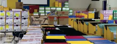  ?? (Courtesy of Jennifer Lee/Special to the News-Times) ?? Boxes of school supplies for the 2022/23 school year are pictured.