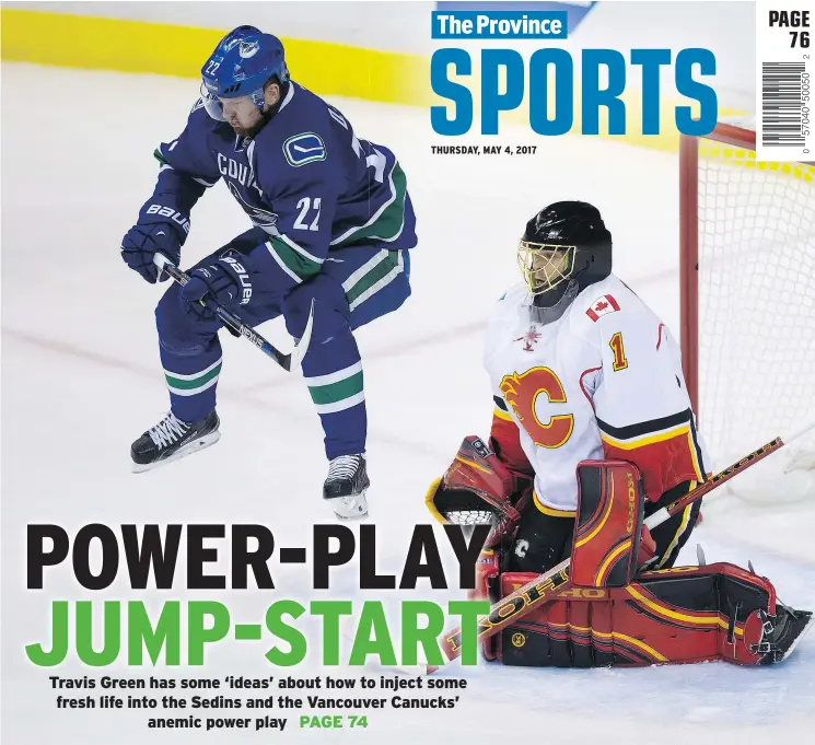  ?? — THE CANADIAN PRESS FILES ?? Daniel Sedin and the Canucks’ power play could get some jump in their game if coach Travis Green has his way.