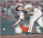  ?? NHAT V. MEYER — BAY AREA NEWS GROUP ?? The Giants’ Tyler Rogers throws against the Dodgers in the ninth inning at Oracle Park in San Francisco on Sept. 19.