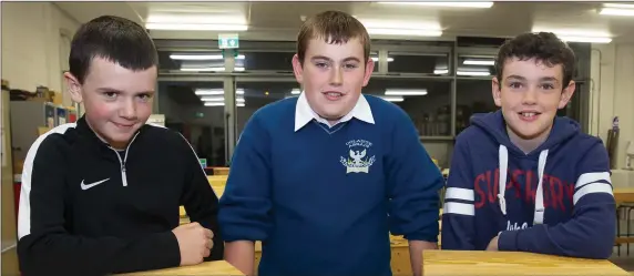  ??  ?? In attendance at the Colaiste Abbain open night were Patrick Wickham, Raheen; Philip Wickham, The Ballagh and Conor Curtis, Raheen.