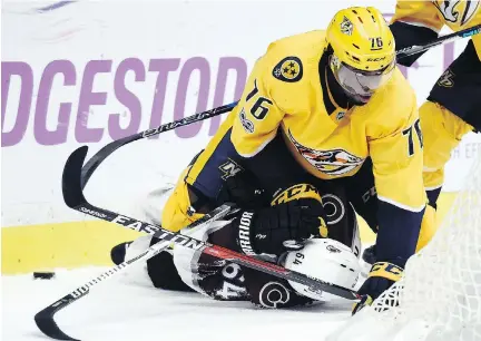  ?? MARK ZALESKI/THE ASSOCIATED PRESS ?? P.K. Subban said he’s focusing on every shift with the Nashville Predators because “this is the best hockey I’ve seen in the NHL since I’ve been here.” He added that he’s happy that the Preds picked up former Habs defenceman Alexei Emelin.