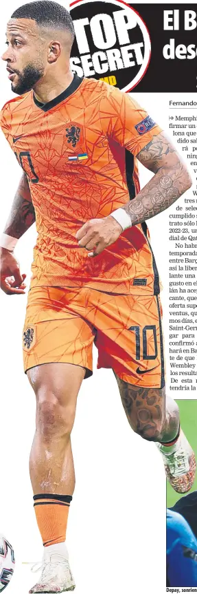  ??  ?? Depay, sonriente en la sesión de ayer