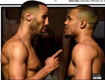  ??  ?? Calm before the storm: DeGale (left) and Eubank face off yesterday