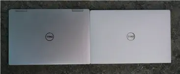  ??  ?? Dell’s XPS 13 2-in-1 7390 (left) is slightly heavier than the XPS 13 7390 (right.)
