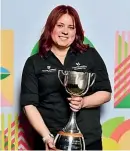  ?? ?? Meryn Whitehead, left, of Vailima Orchards has been named Young Grower of the Year. Right, Miriana Stephens accepts her trophy from HortNZ president Barry O’Neil.