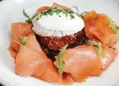  ?? Caroline Fontenot ?? Bludorn’s brunch includes smoked salmon over rosti potatoes with crème fraîche and smoked salmon roe.