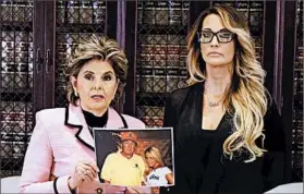  ?? MIKE NELSON/EPA ?? Adult film actress Jessica Drake, right, with attorney Gloria Allred, is the latest accuser.