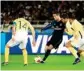  ?? PIC/PTI ?? Cristiano Ronaldo (in black) battle for the ball with Club America’s players in semi-final match at the FIFA Club World Cup in Yokohama, on Thursday