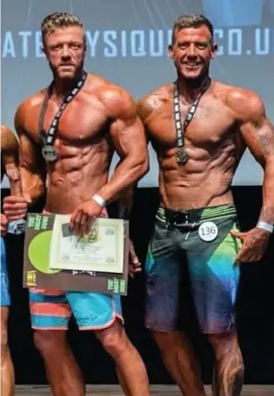  ??  ?? ● Bodybuilde­rs John Eyres and Paul Remmer