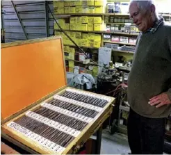  ??  ?? Ron and his extensive and well-organized collection of threadcutt­ing taps