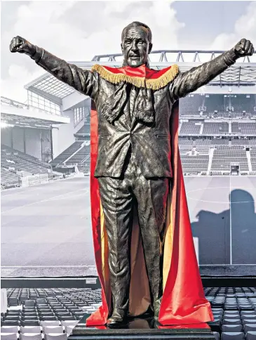  ?? ?? The sculptor behind Bill Shankly’s statue in Anfield is unimpresse­d by the ‘superman cape’. A statue of Queen Victoria has been given a cotton and hessian dress to highlight links to US plantation­s while Henry the Navigator received a African print ruff