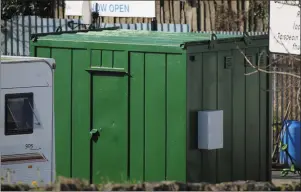  ??  ?? The recently installed shower unit and toilets which replaced an older one at Connaughto­n Road Car Park where a number of Travelling families are living.