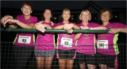  ??  ?? Fun to Run group members from left: Noreen O’Gorman, Marie Hickey, Eileen Brennan, Catherine Conroy and Sheila Curtin pictured after they completed the second leg of the three Wednesday evening 5K Fun Runs at An Ríocht AC.