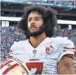  ?? STEVE MITCHELL, USA TODAY SPORTS ?? In 2016, Colin Kaepernick was among the first NFL players to kneel in protest during the national anthem.