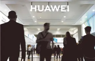  ?? Reuters-Yonhap ?? A Huawei sign is seen at the IFA consumer tech fair in Berlin, Germany, in this Sept. 6 file photo.