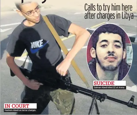  ??  ?? Hashem Abedi on terror charges Salman Abedi killed 22 at Arena IN COURT SUICIDE