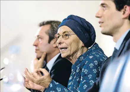  ?? DOMENICO STINELLIS / AP ?? Emma Bonino, durante una conferenci­a de prensa el jueves pasado en Roma