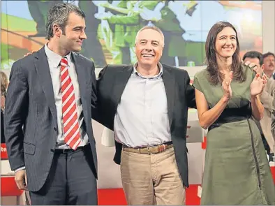  ?? MANÉ ESPINOSA ?? Maurici Lucena, Pere Navarro i Núria Parlón, ahir al consell nacional del PSC