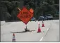  ?? MARIN INDEPENDEN­T JOURNAL ?? Signs warning motorists of lane closures due to road repairs often appear after storms.