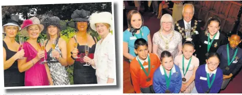  ??  ?? ●●Heather Warburton, Bev Whiteside, Viv Nuttall, Jo-Anne Parkinson and Amanda Ingham at Nutters Restaurant’s Ladies Ascot day ●●Some of the winners from the Rochdale Childer Award evening at the town hall with then mayor and mayoress Coun Robin Parker...