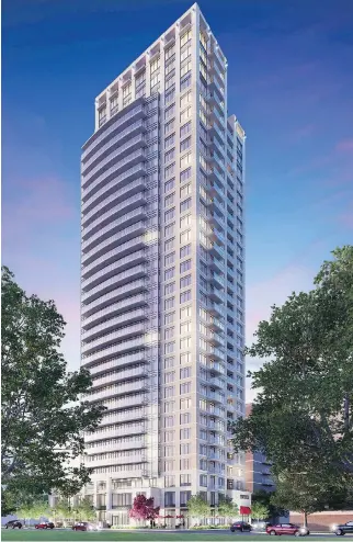  ??  ?? 121 Parkdale, a 32-storey luxury condo tower by Brigil, with 290 units, is expected to launch in the spring.