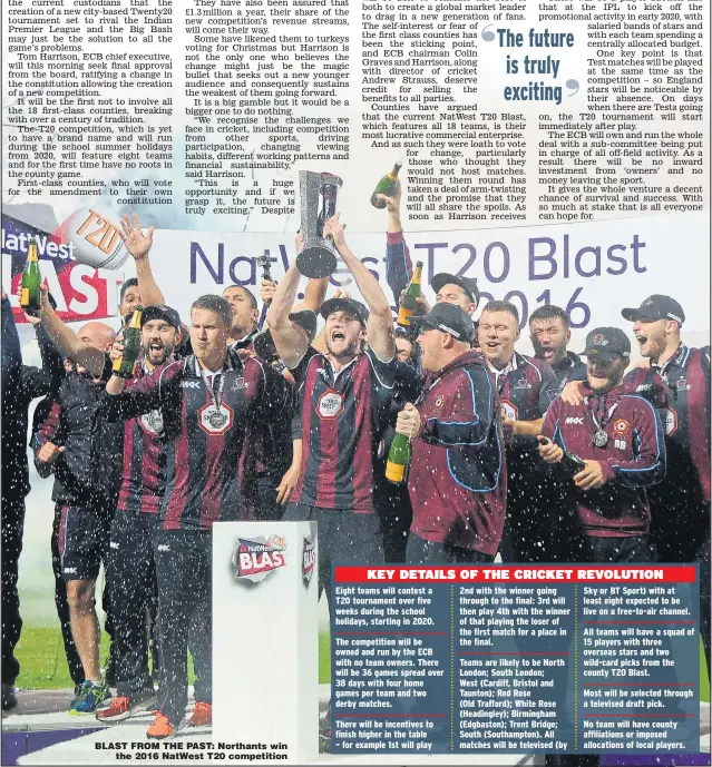  ??  ?? BLAST FROM THE PAST: Northants win the 2016 NatWest T20 competitio­n