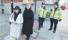  ??  ?? Marina Litvinenko, second from left, widow of former spy Alexander Litvinenko, leaves Matrix Chambers following a news conference Thursday in London. Tim Ireland, AP