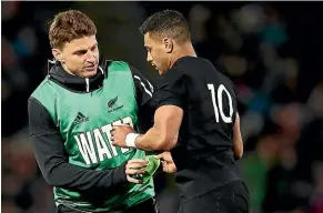  ?? GETTY IMAGES ?? The debate over whether Beauden Barrett, left, or Richie Mo’unga should start at five five-eighth epitomises the All Blacks’ confusion.